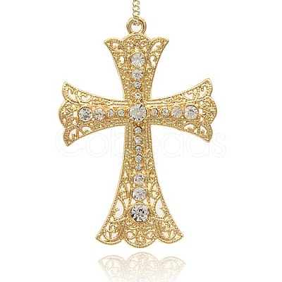 Golden Plated Alloy Cross Big Pendants ALRI-J026-01G-1