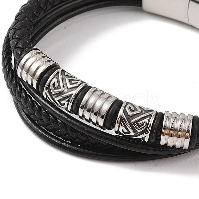 Braided Microfiber Leather Multi-strand Bracelets BJEW-B096-07D-1