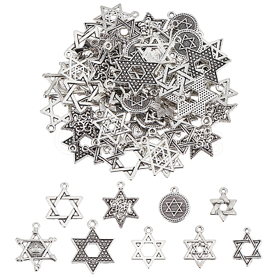 72Pcs 9 Styles Tibetan Style Alloy Pendants FIND-SC0008-45-1