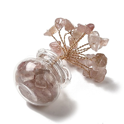 Natural Strawberry Quartz Chips Tree Decorations DJEW-Z007-02B-1