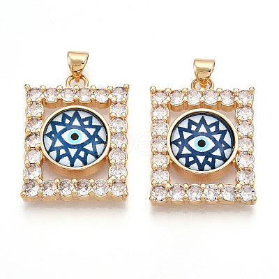 Brass Micro Pave Clear Cubic Zirconia Pendants for Women KK-T070-91A-08-1