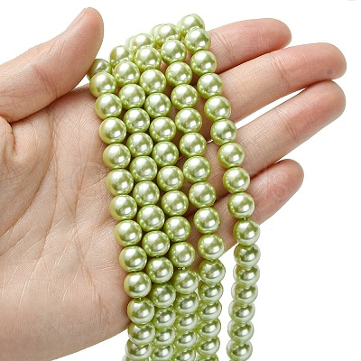 Eco-Friendly Dyed Glass Pearl Round Bead Strands HY-A002-8mm-RB065-1