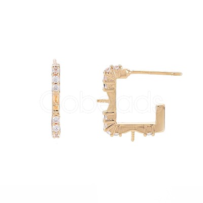 Brass Micro Pave Clear Cubic Zirconia Stud Earring Findings KK-S364-128-1