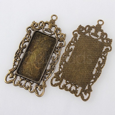 Vintage Tibetan Style Alloy Large Pendant Cabochon Bezel Settings X-TIBEP-M018-129AB-NF-1