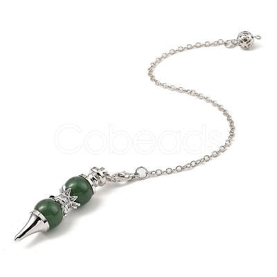 Natural Green Aventurine Pointed Dowsing Pendulums G-K338-29P-06-1