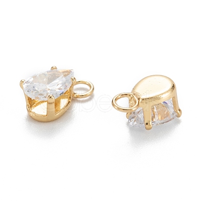 Brass Clear Cubic Zirconia Charms ZIRC-G170-13G-1