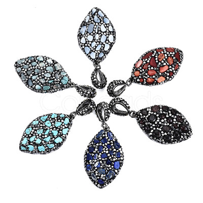 Polymer Clay Rhinestone Pendants RB-S056-12A-B-1