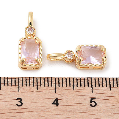 Brass Micro Pave Cubic Zirconia Pendants KK-C051-54G-03-1