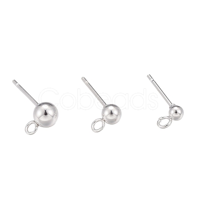 30Pcs 3 Size 304 Stainless Steel Ball Stud Earring Post STAS-LS0001-06S-1