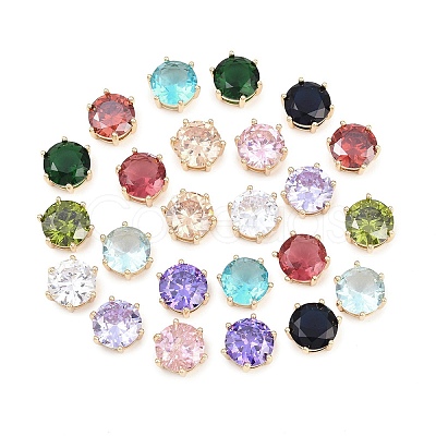 Brass Pave Cubic Zirconia Beads KK-H287-11A-G-1