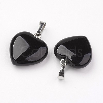 Natural Black Agate Pendants G-G956-B04-FF-1