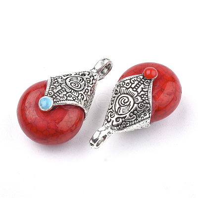 Tibetan Style Resin Pendants RESI-T022-16A-1