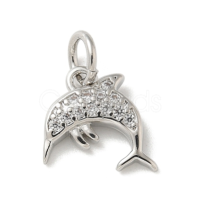 Brass Micro Pave Clear Cubic Zirconia Pendants KK-U046-02P-05-1