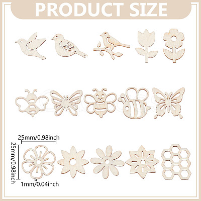 150Pcs Unfinished Wood Cutouts DIY-GO0002-73-1
