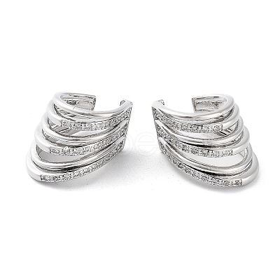 Brass Micro Pave Cubic Zirconia Cuff Earrings EJEW-D088-10P-1