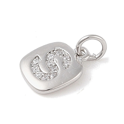 Rack Plating Brass Micro Pave CLear Cubic Zirconia Charms KK-E110-14P-S-1
