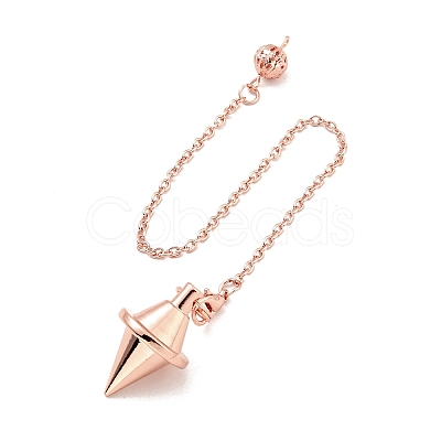 Brass Cable Chain Pointed Dowsing Pendulums HJEW-D004-04RG-1