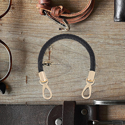 CutHollow 2Pcs Braided Round PU Leather Bag Straps Bag Handles FIND-CL0001-02B-1
