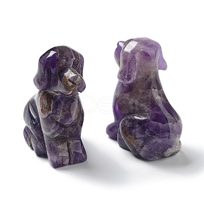 Natural Amethyst Carved Healing Dog Figurines DJEW-F025-01D-1
