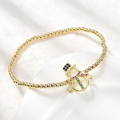 Christmas Brass Micro Pave Cubic Zirconia Link Bracelets LS-BJEW-K289-01A-G-1