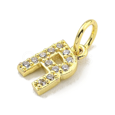 Letter Brass Micro Pave Clear Cubic Zirconia Pendants KK-K354-06G-R-1