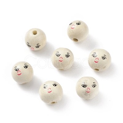 (Defective Closeout Sale: Marking) Printed Natural Wood European Beads WOOD-XCP0001-54-1