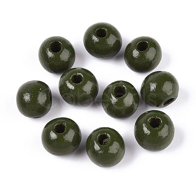 Spray Painted Round Natural Schima Wood Beads WOOD-A018-8mm-14-1