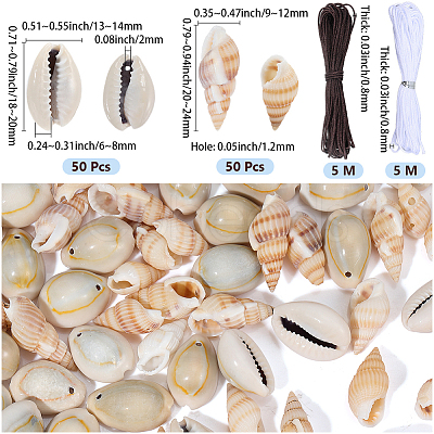 DIY 100Pcs 2 Styles Natural Shell Pendants Necklaces Making Kits DIY-SC0033-11-1