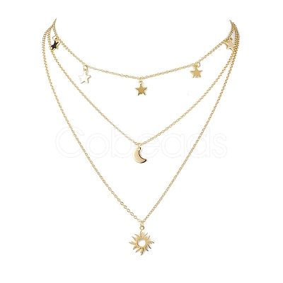 Brass 3 Layer Necklaces for Women NJEW-JN04734-02-1