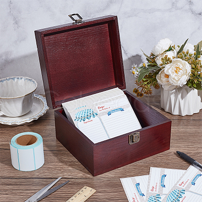 1Pc Bamboo Recipe Storage Boxes with Clasps CON-NB0002-42-1