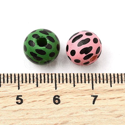 Printed Schima Wood Beads WOOD-L022-04A-02-1