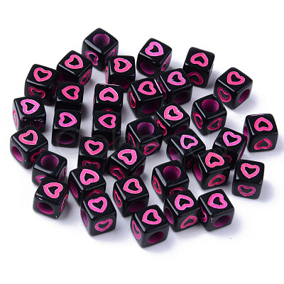 Opaque Black Acrylic European Beads MACR-S273-51D-02-1