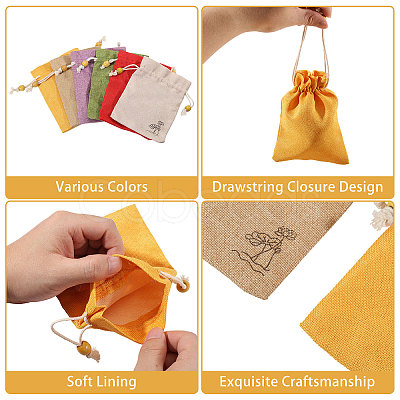 24Pcs 6 Colors Flower Printed Cloth Drawstring Bags ABAG-CA0001-22C-1