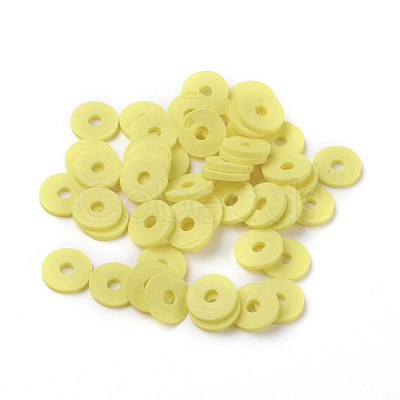 Flat Round Handmade Polymer Clay Beads CLAY-R067-8.0mm-22-1