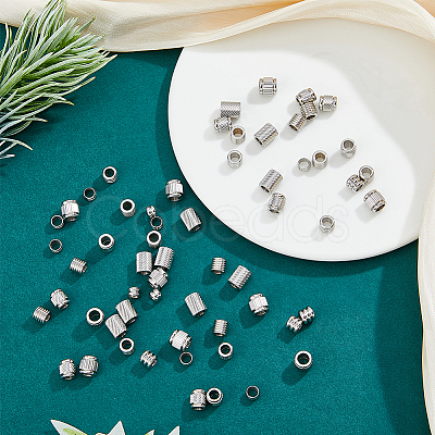 60Pcs 6 Style 201 Stainless Steel European Beads STAS-FH0002-06-1