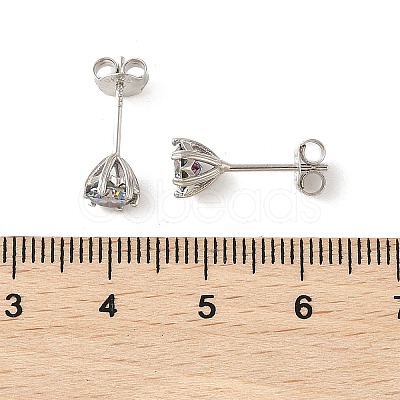 925 Sterling Silver Moissanite Rhinestone Stud Earrings EJEW-U042-05P-03-1