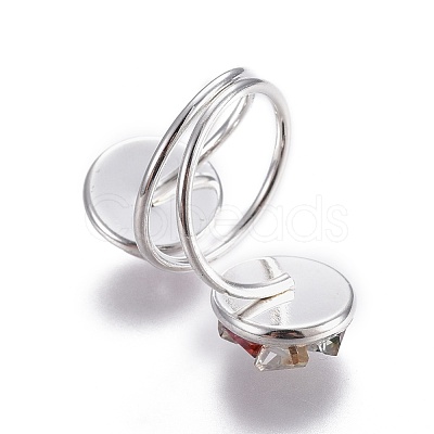 Electroplate Glass Cuff Rings RJEW-JR00248-05-1