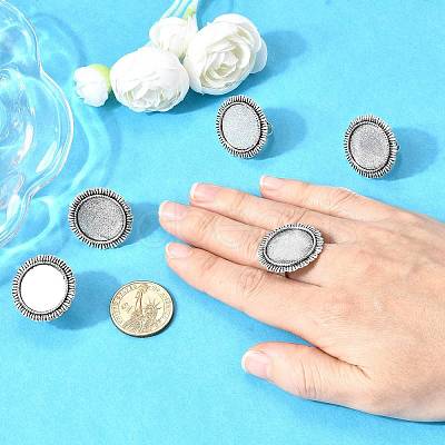 Vintage Adjustable Iron Finger Ring Components Alloy Cabochon Bezel Settings PALLOY-Q300-14AS-NR-1