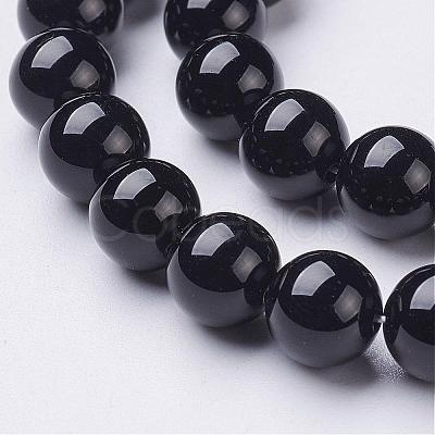 Natural Black Onyx Round Beads Strands GSR8mmC097-1