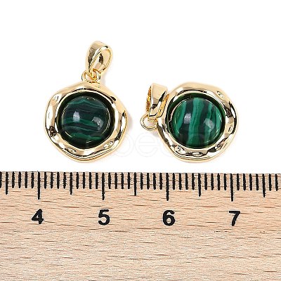 Synthetic Malachite Flat Round Charms KK-U043-42G-C-1