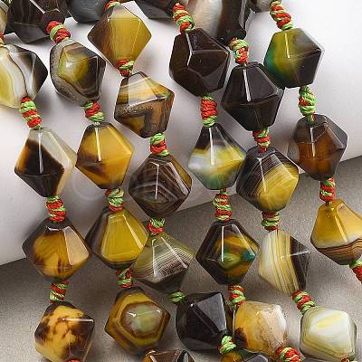 Natural Banded Agate/Striped Beads Strands G-A306-C02-01-1