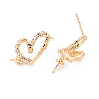 Brass Micro Pave Clear Cubic Zirconia Earring Findings KK-T062-231G-NF-1