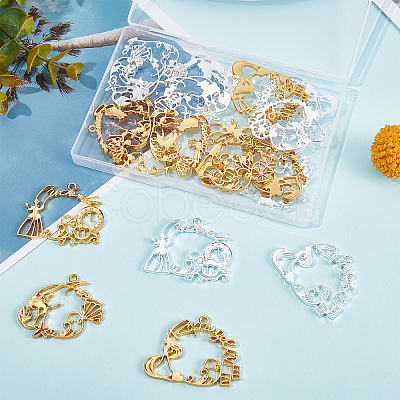 24Pcs 12 Style Alloy Open Back Bezel Pendants FIND-OC0001-44-1