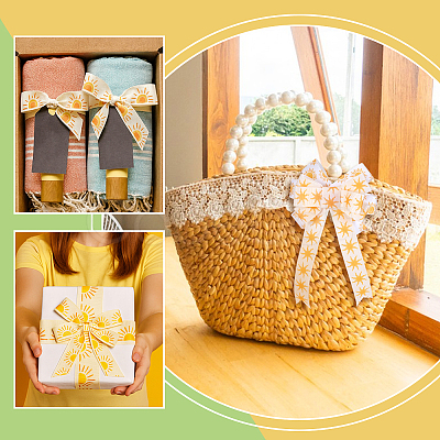 20 Yards 4 Styles Sun Pattern Polyester Ribbon OCOR-PH0007-71-1