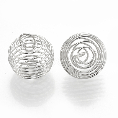 Hollow Lantern Iron Wire Bead Cage Pendants X-IFIN-N001-01P-1