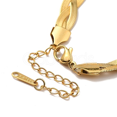 304 Stainless Steel Interlocking Herringbone Chain Bracelet for Men Women BJEW-H554-01G-1