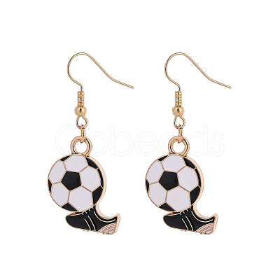 Alloy Enamel Football Dangle Earrings for Women WG983A9-02-1