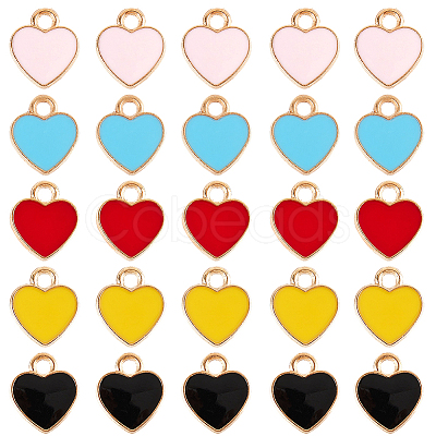 100Pcs 5 Colors Alloy Enamel Charms ENAM-SC0005-32-1