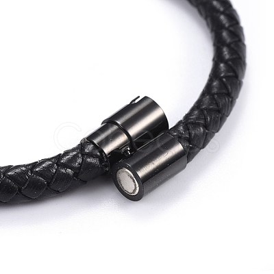 Man's Braided Leather Cord Bracelets X-BJEW-JB04255-01-1