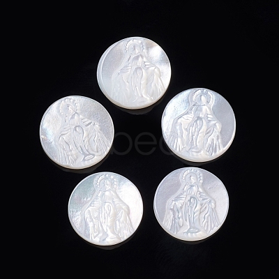 Natural White Shell Cabochons SSHEL-D083-13-1